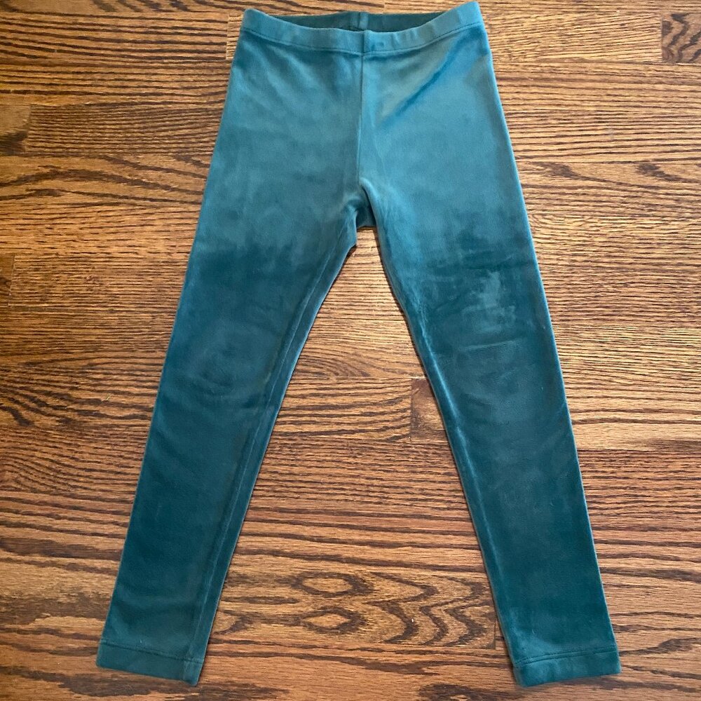 Tea Collection Green Velour Leggings (Size 6)